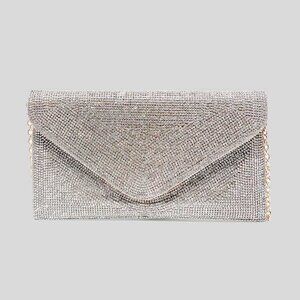 STEVE MADDEN SILVER RHINESTONE CLUTCH (no crossbody)